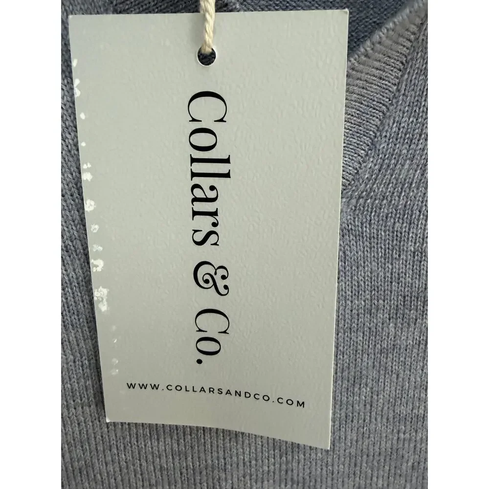 Collars & Co Merino Wool Polo Sweater Men’s S Gray Long Sleeve NWT $118